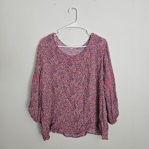 Anthro Pleione Pink Floral Blouse